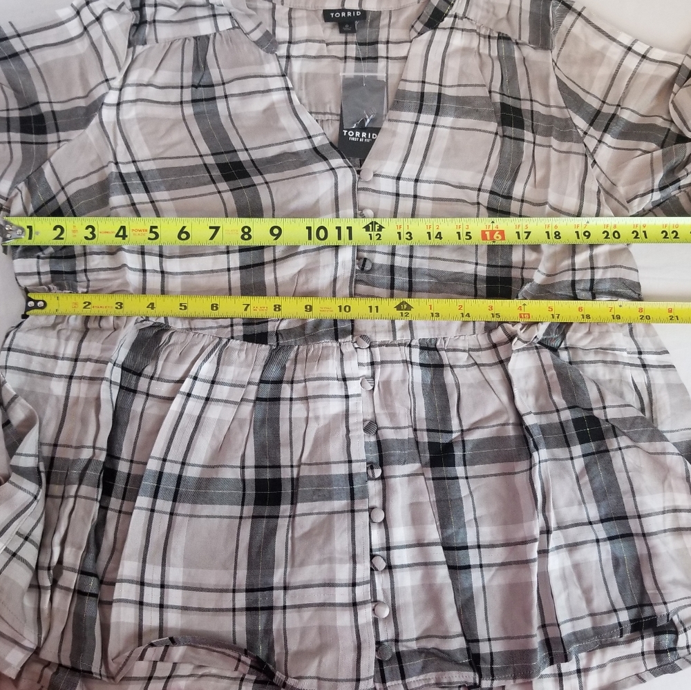 Torrid Plaid Babydoll Flowy Twill Button Shirt New - Picture 10 of 10